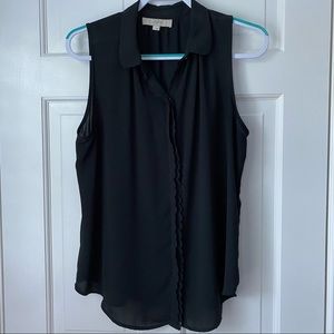 Loft sleeveless blouse button down black size L EUC